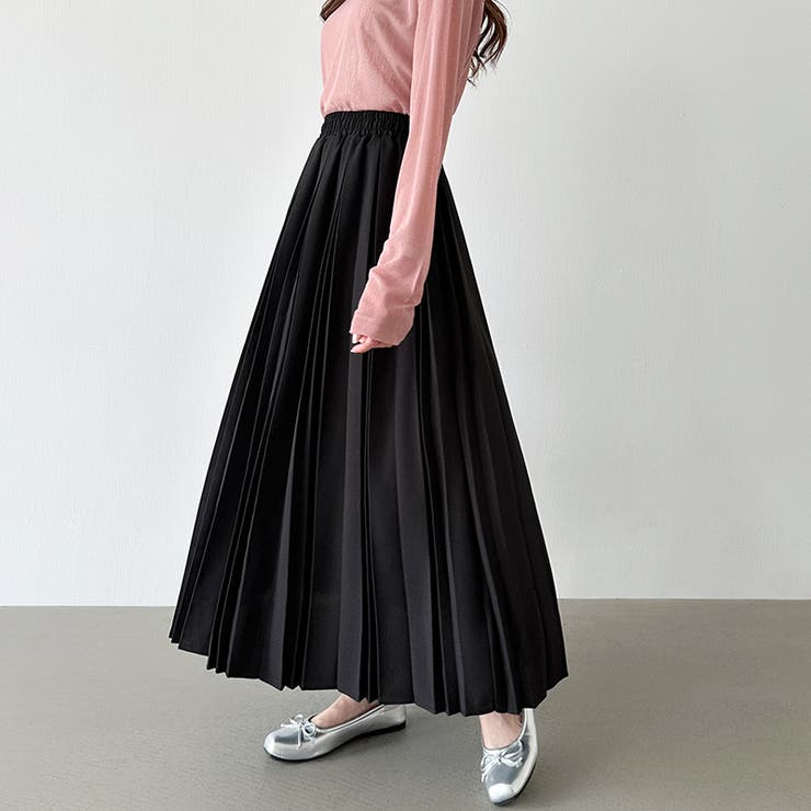 たっぷり大人プリーツ プリーツスカート ロングスカート[品番