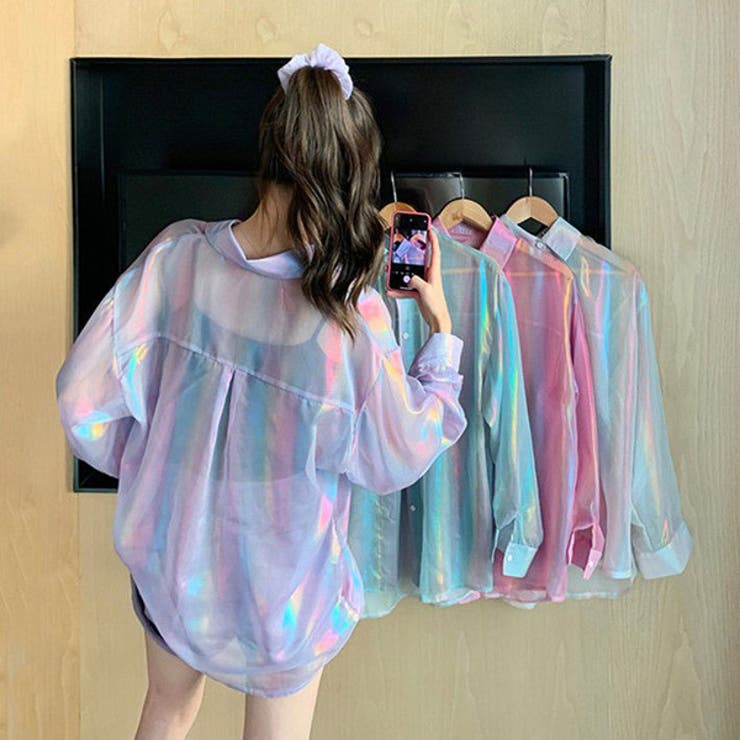 シアーシャツ オーロラカラー 長袖[品番：DCTW0003292]｜Decorative