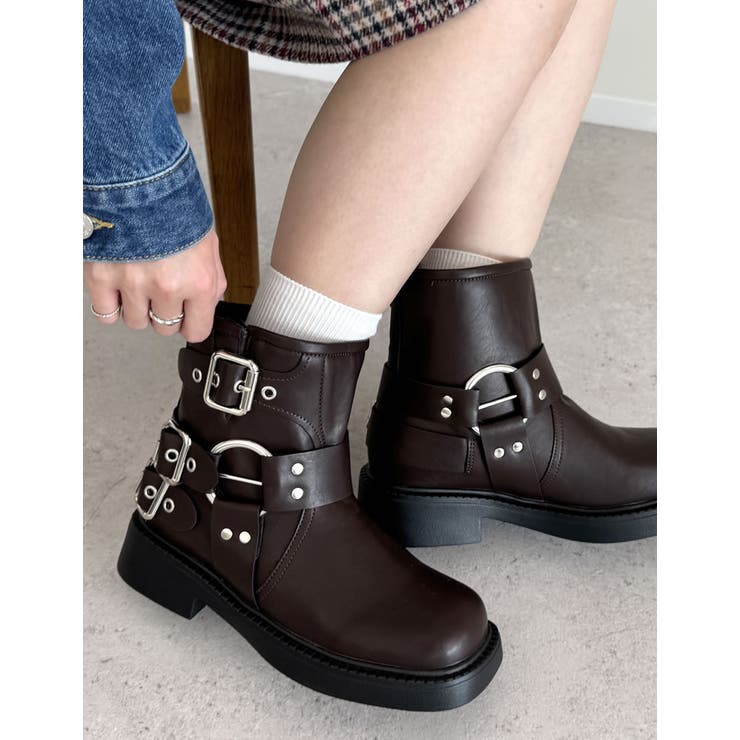大きいサイズ有]バックルデザインミドルエンジニアブーツ[品番