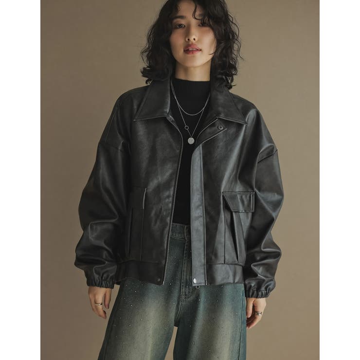 2025AW COLLECTION][低身長サイズ有]フェイクレザージップブル…[品番