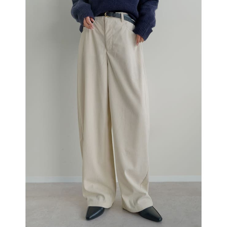 René ベージュ エコレザー ワイドパンツ 36 2025 WINTER PRE[品番