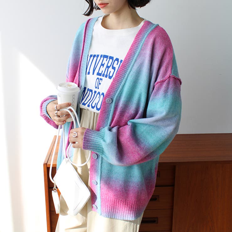 グラデーションゆるニットカーディガン[品番：GERW0010015]｜GeeRA