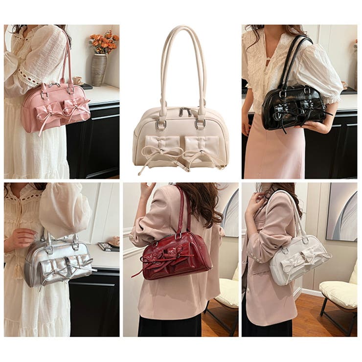 リボン付き エナメル ミニボストン[品番：GWSW0000460]｜GOLWIS