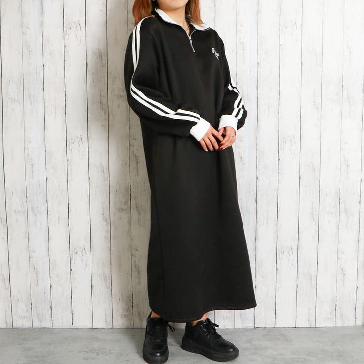 ラインZIP裏起毛ジャージワンピース[品番：GORW0009663]｜GORGE
