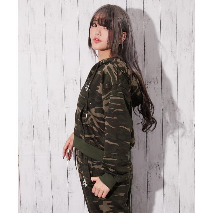 ラメ入り×ロゴ刺繍》レディース ジップアップパーカー 長袖[品番