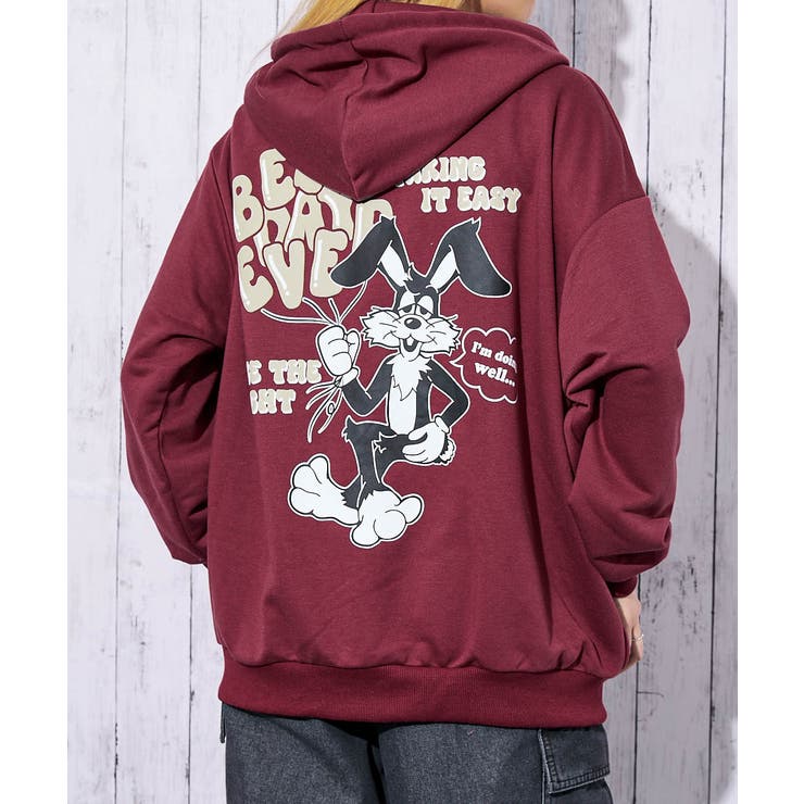 発泡ロゴ×刺繍ワンポイント》レディース 裏毛スウェットパーカー