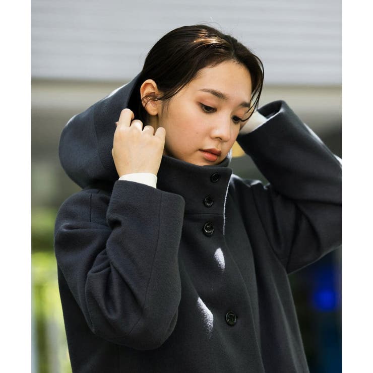 Super100sウール ミドル丈フーデットコート[品番：ITKW0019360]｜MK