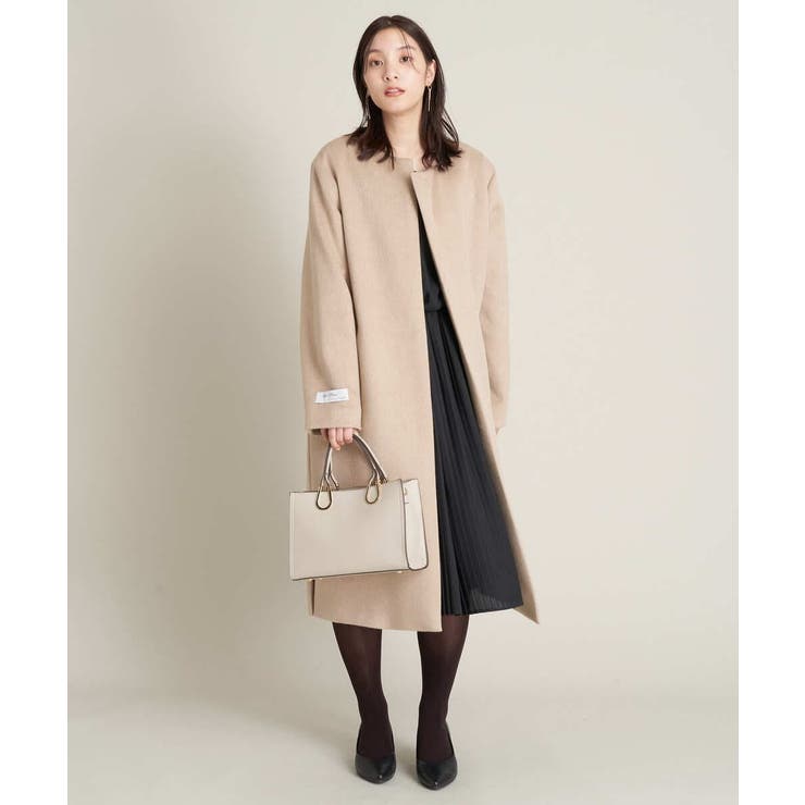 ウールカシミヤノーカラーロングコート[品番：ITKW0006186]｜a.v.v