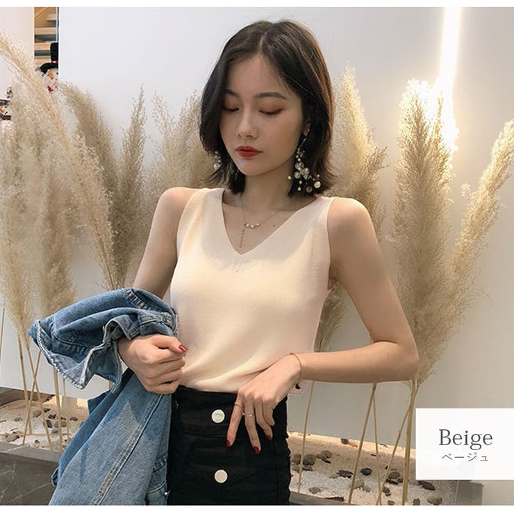 ノースリーブニット トップス 韓国ファッション[品番：JCSW0000784