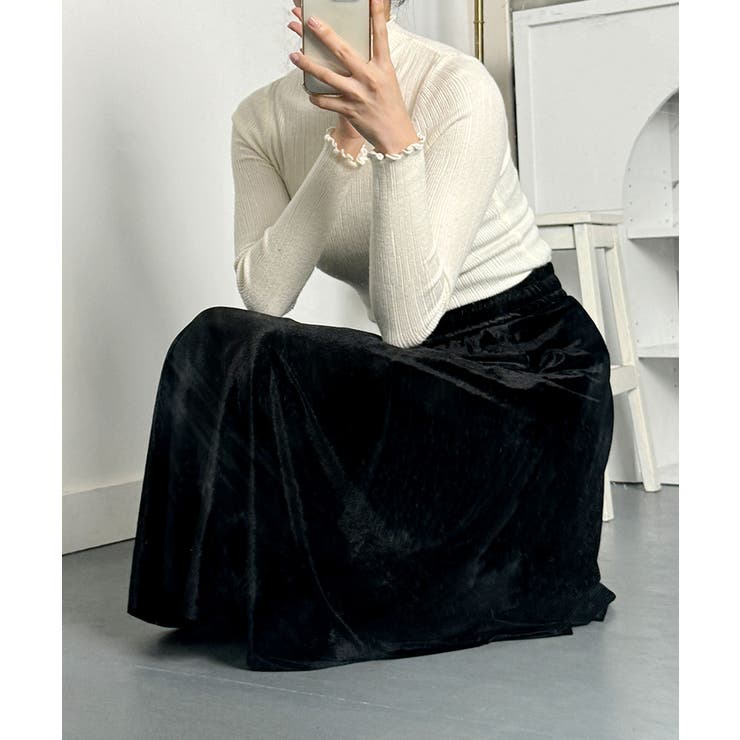 ベロアフレアスカート 秋 冬[品番：KH000015119]｜VIVID LADY