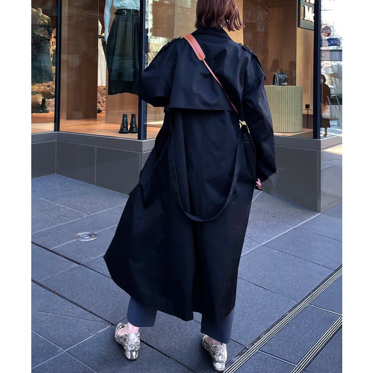 ダークグレー ダブルブレスト トレンチコート エス es 黒 1