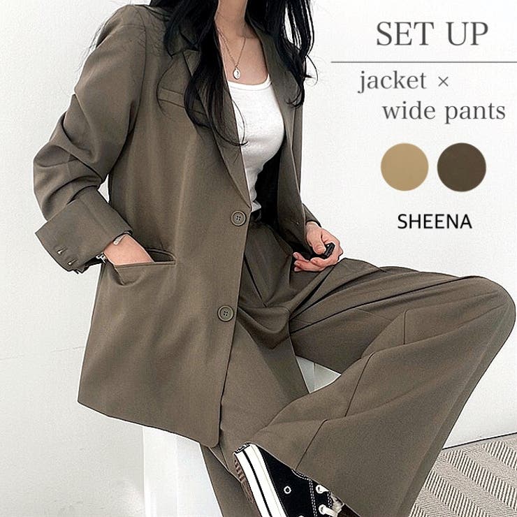 セットアップ【テーラージャケット×ワイドパンツSET】 春 秋[品番