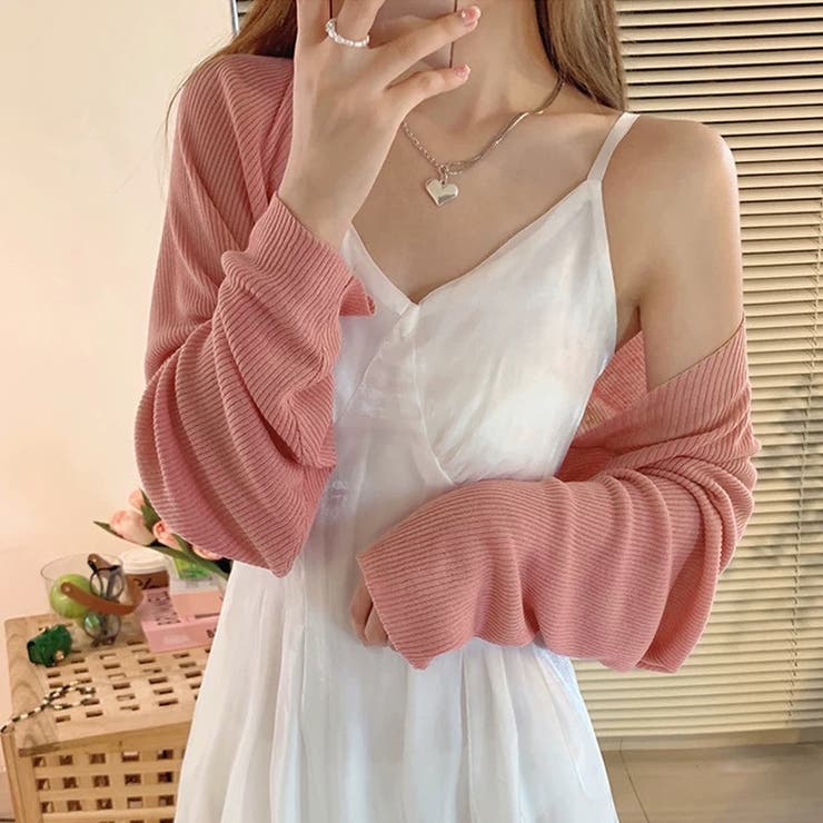 シンプルロングスリーブボレロ トップス ショート丈[品番：SHNW0007097