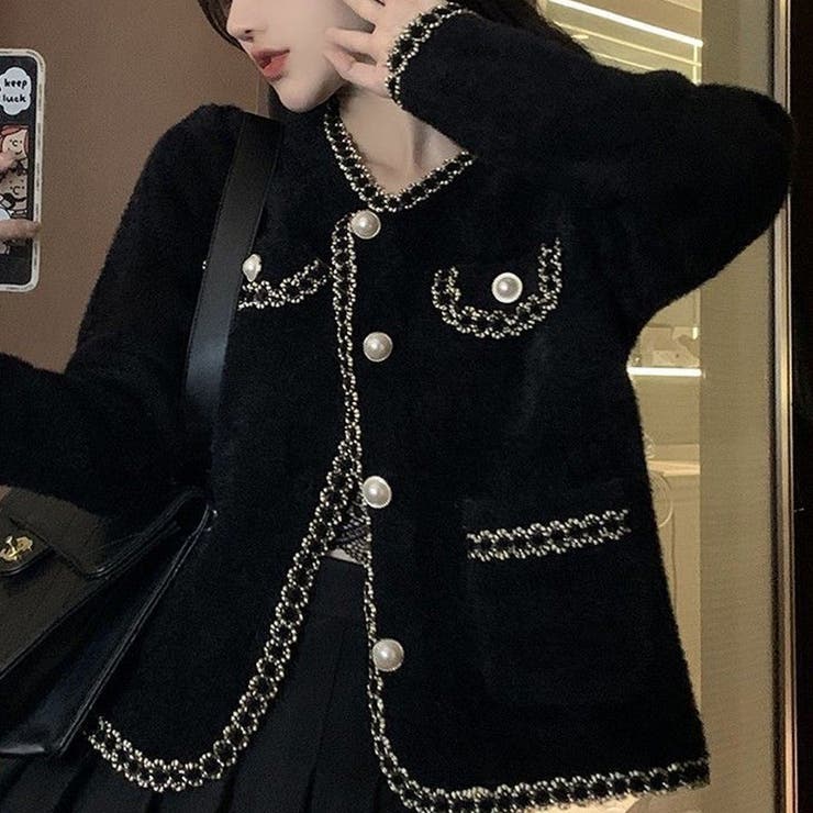 ツイードニット ジャケット ニットツイード[品番：JRKW0005196