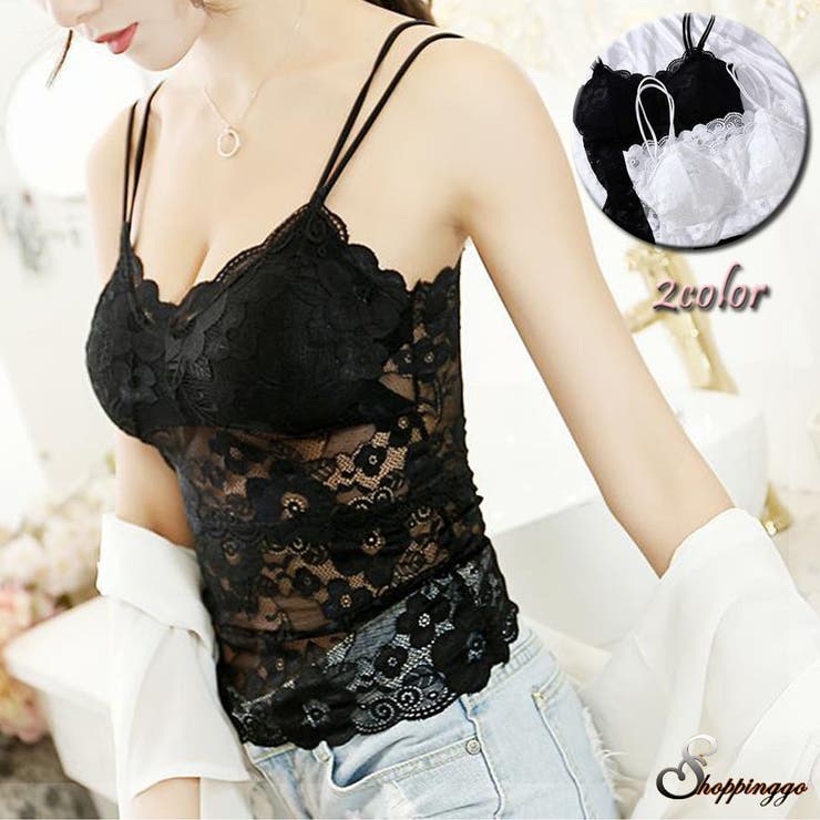 総レースキャミソール カップ付 キャミ[品番：JRKW0001528