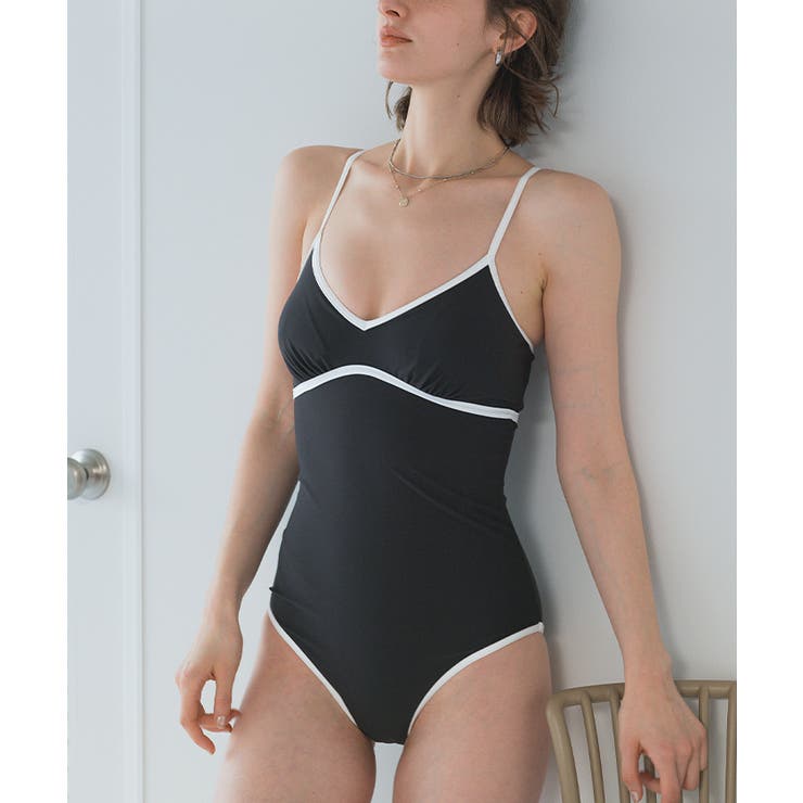 パイピングシンプルワンピース/水着【SEADRESS シードレス】[品番