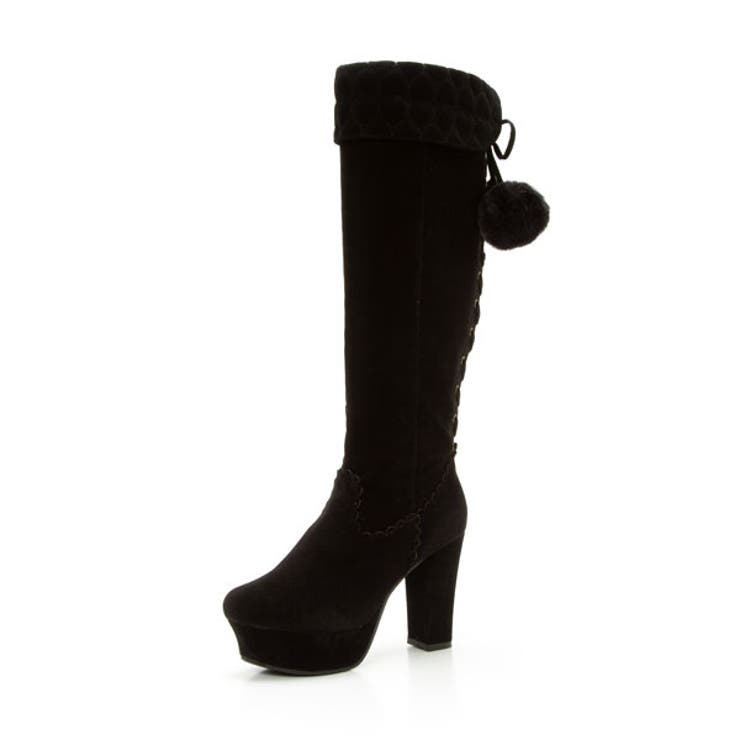 ロングブーツ ハートキルティング ファー[品番：YU000042086]｜夢展望