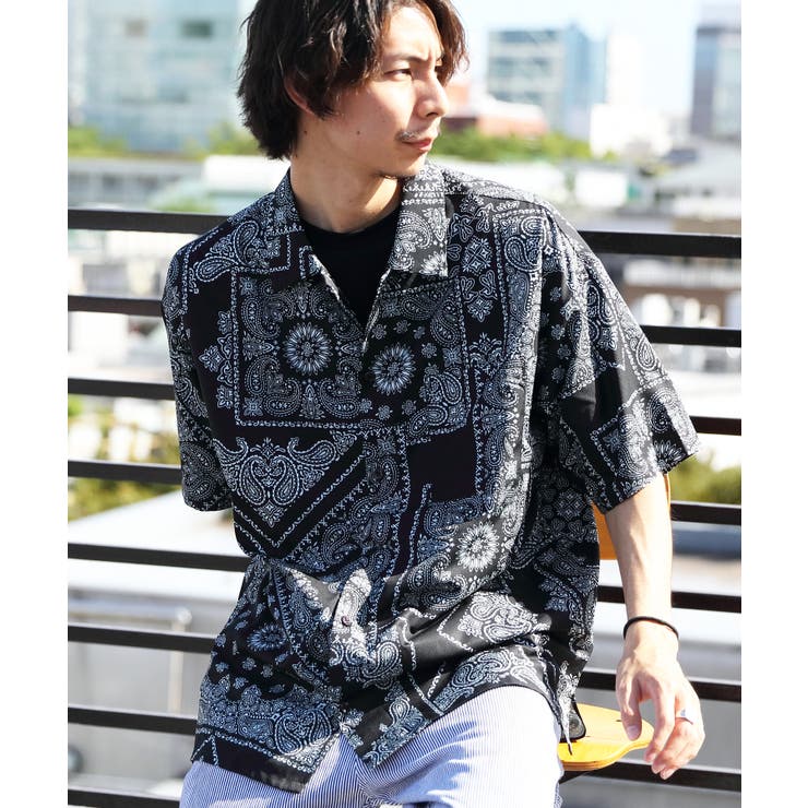 総柄半袖BIGシャツ メンズ 半袖シャツ[品番：EH000005565]｜8