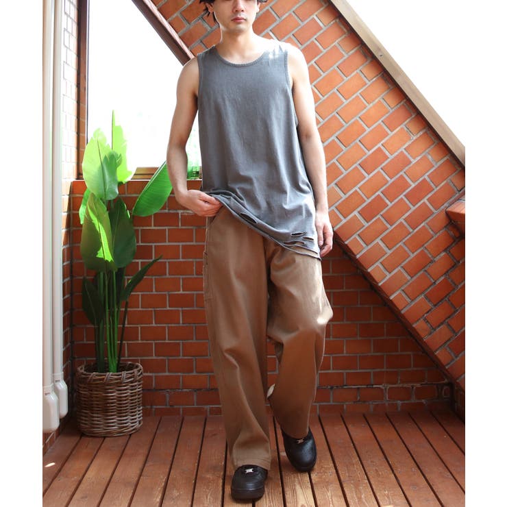 ダメージ加工 タンクトップ メンズ ヴィンテージ クラッシュ加工 [品番