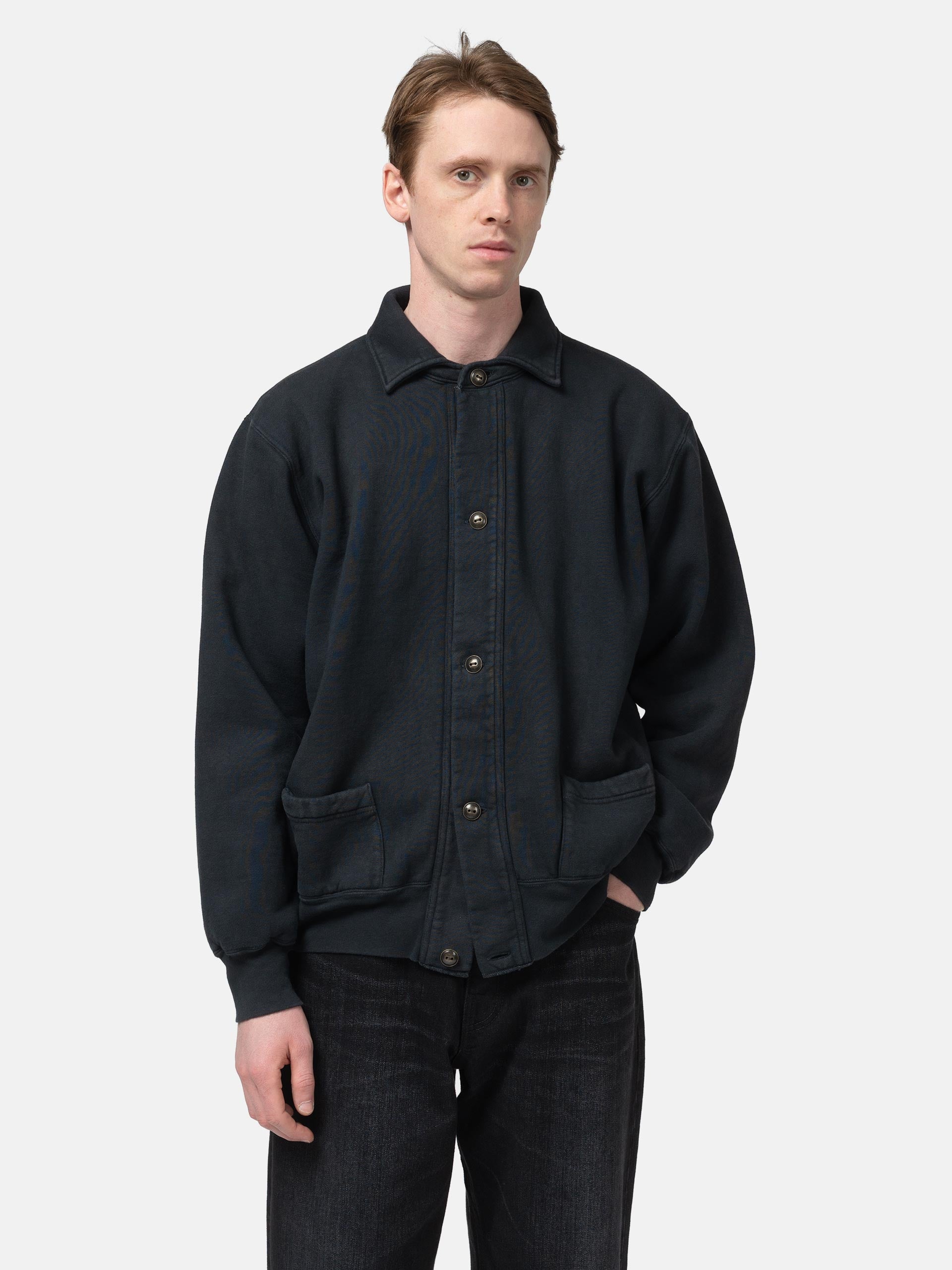 A.PRESSE Vintage Sweat Cardigan Black | HAVEN