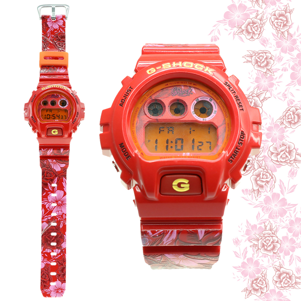 Casio G-Shock DW-6900 Red Alamanda Floral Series Custom Design