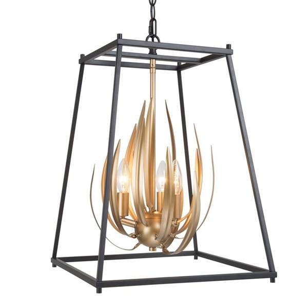 LNC Mania 3-Light Matte Black and Gold Modern/Contemporary Cage