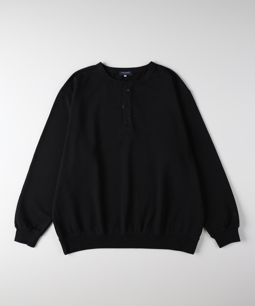 スウェットヘンリーネックプルオーバートレーナー(M ネイビー