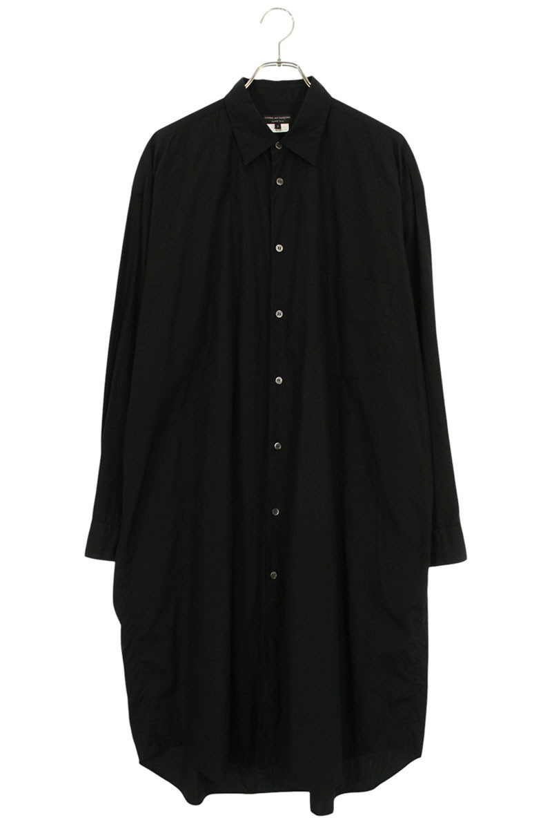 ブラックコムデギャルソン カッティングコットンロングシャツ ブラック