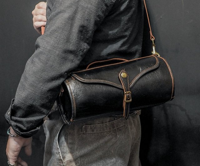 送料無料】台湾 3-way Leather Drum Bag 手提げ/肩掛け/サイドバッグの
