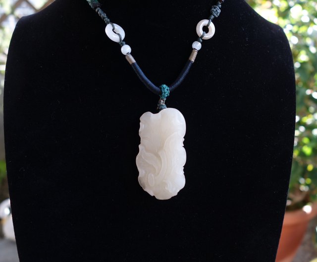 免運88 折】和闐玉和田玉白玉掛件老玉古玉天鵝口銜靈芝古玩項鏈吊墜山