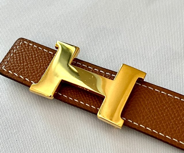 香港 Hermes H リバーシブルベルト 24mm ゴールドバックル ブラック