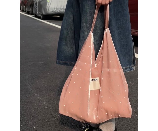 台湾 【TENERA】パールバレエバッグ ピンク 優しいスタイル リサイクル