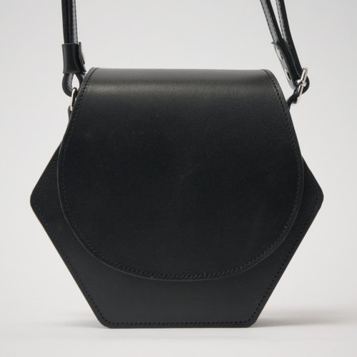 leather shoulder hexa black】レザー/ショルダーバッグ/ハンドバッグ