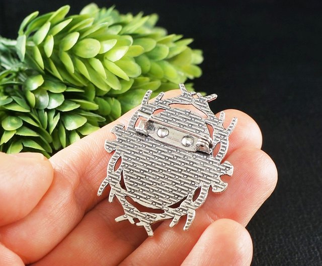 ロシア レッドローズヴィンテージカメオブローチシルバーレッド