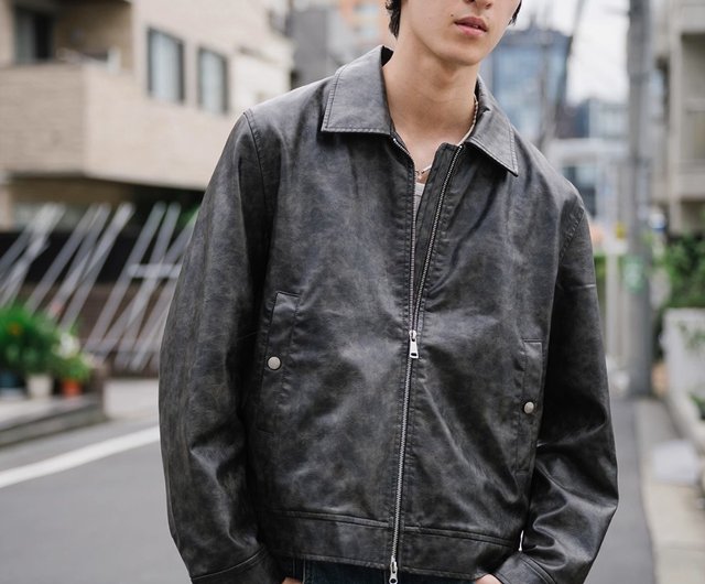 15%OFF】また会う日まで。レトロウォッシュド加工レザージャケット 有