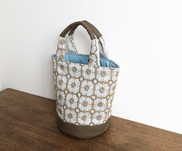 受注製作 Dカン付きバケツ型トートバッグ ミナペルホネン アネモネ