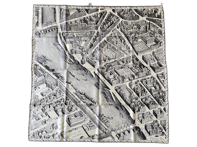 Christian Dior Square Map of Paris 100% silk twill 88 x 86 cm