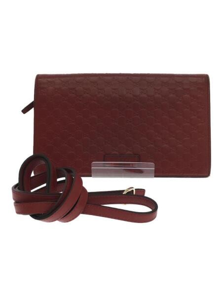 GUCCI(グッチ) / ショルダーウォレット/長財布/レザー/RED/マイクロ