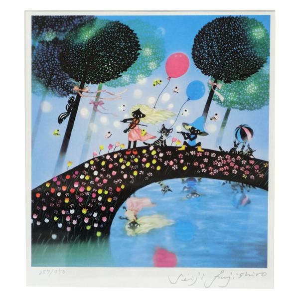 新発売】 真作□藤城清治 絵画 ジェノヴァの海□版画 夏 四季の