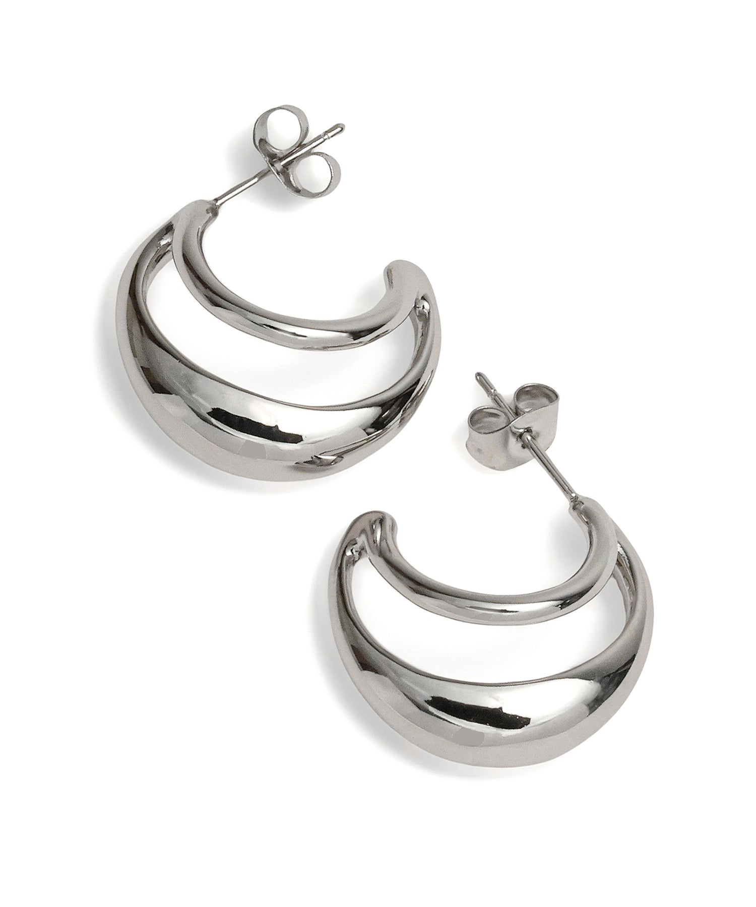 シルバー]ダブルフープピアス