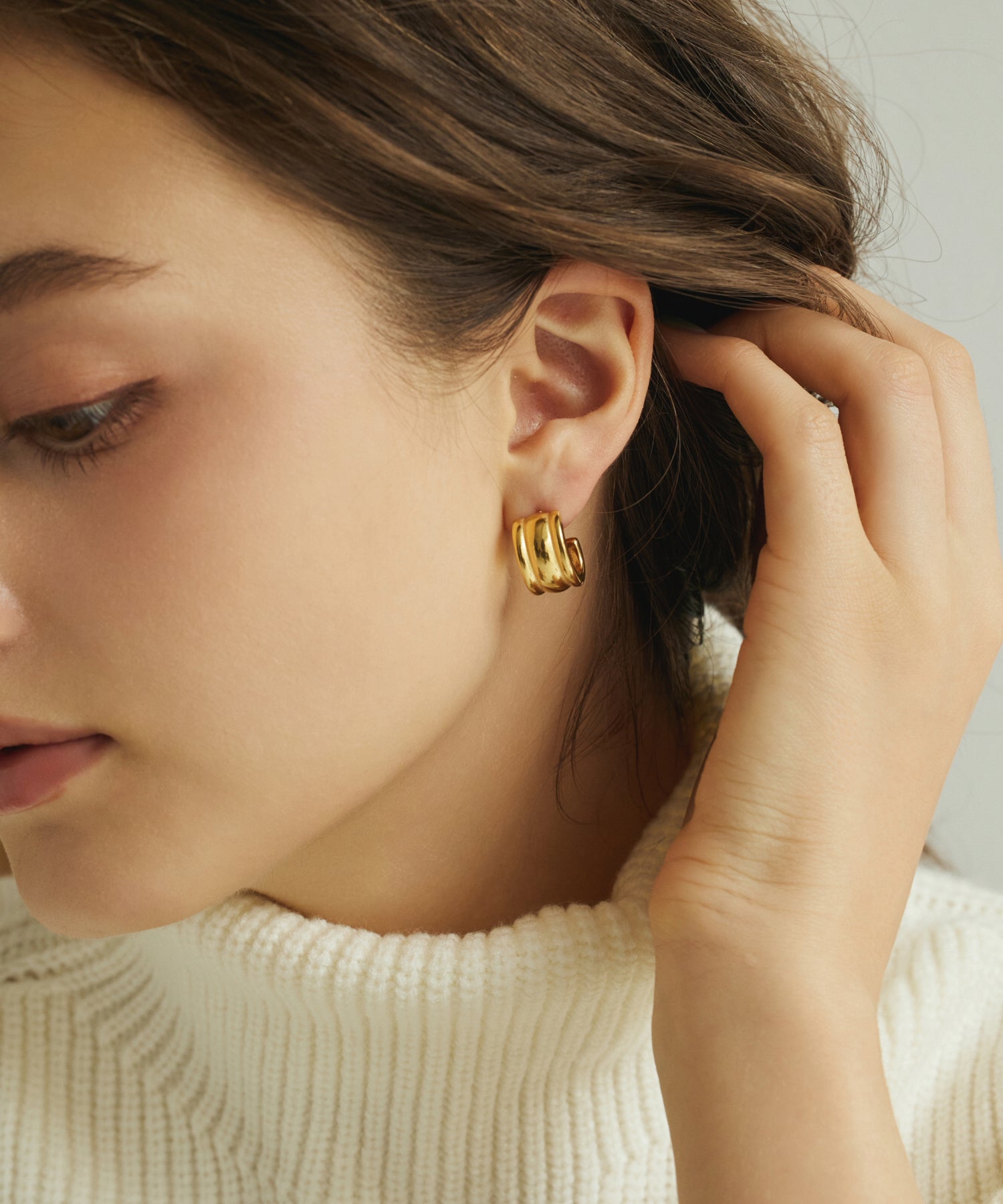 ゴールド]トリプルラインピアス