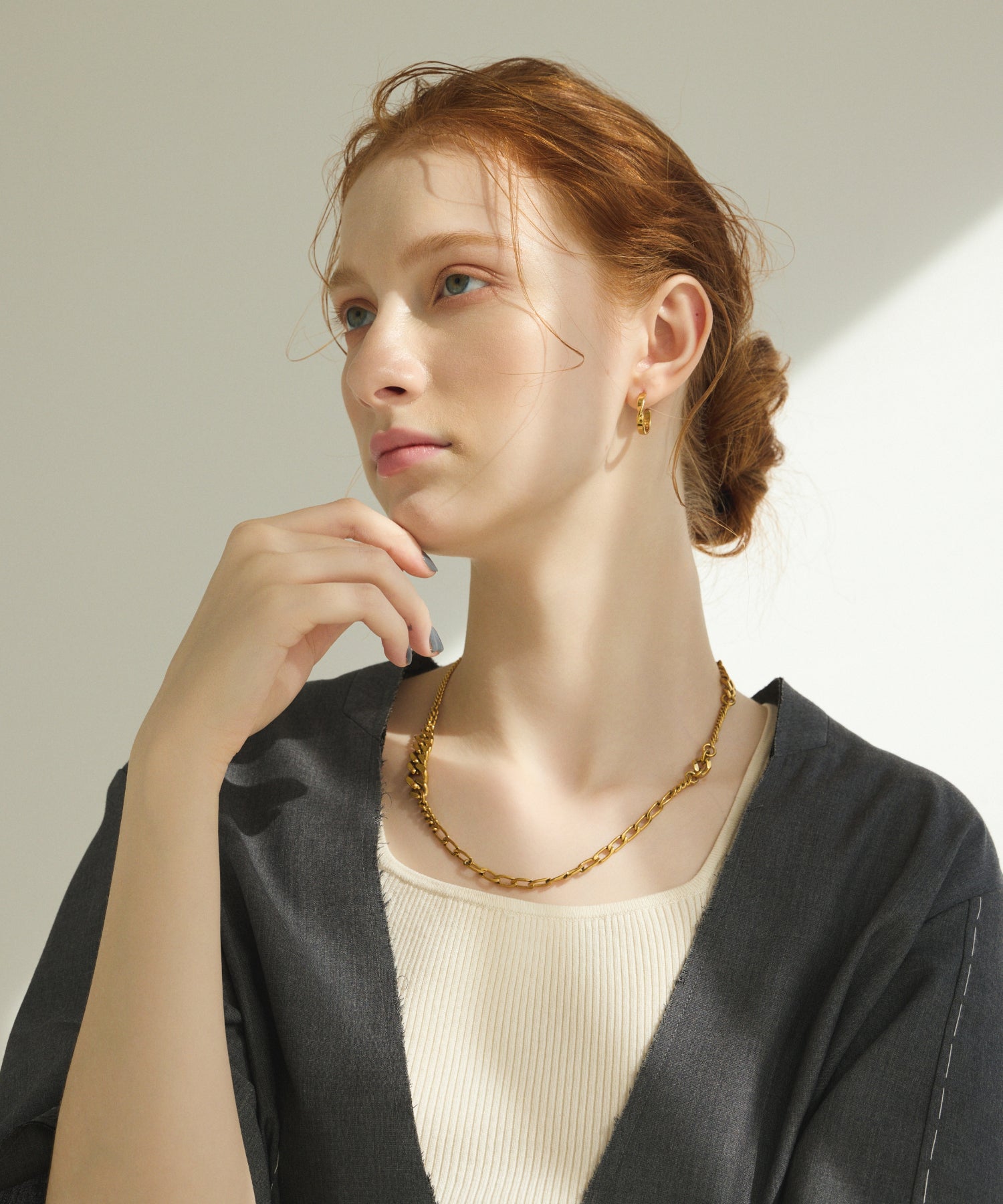 ゴールド]MIXチェーンネックレス