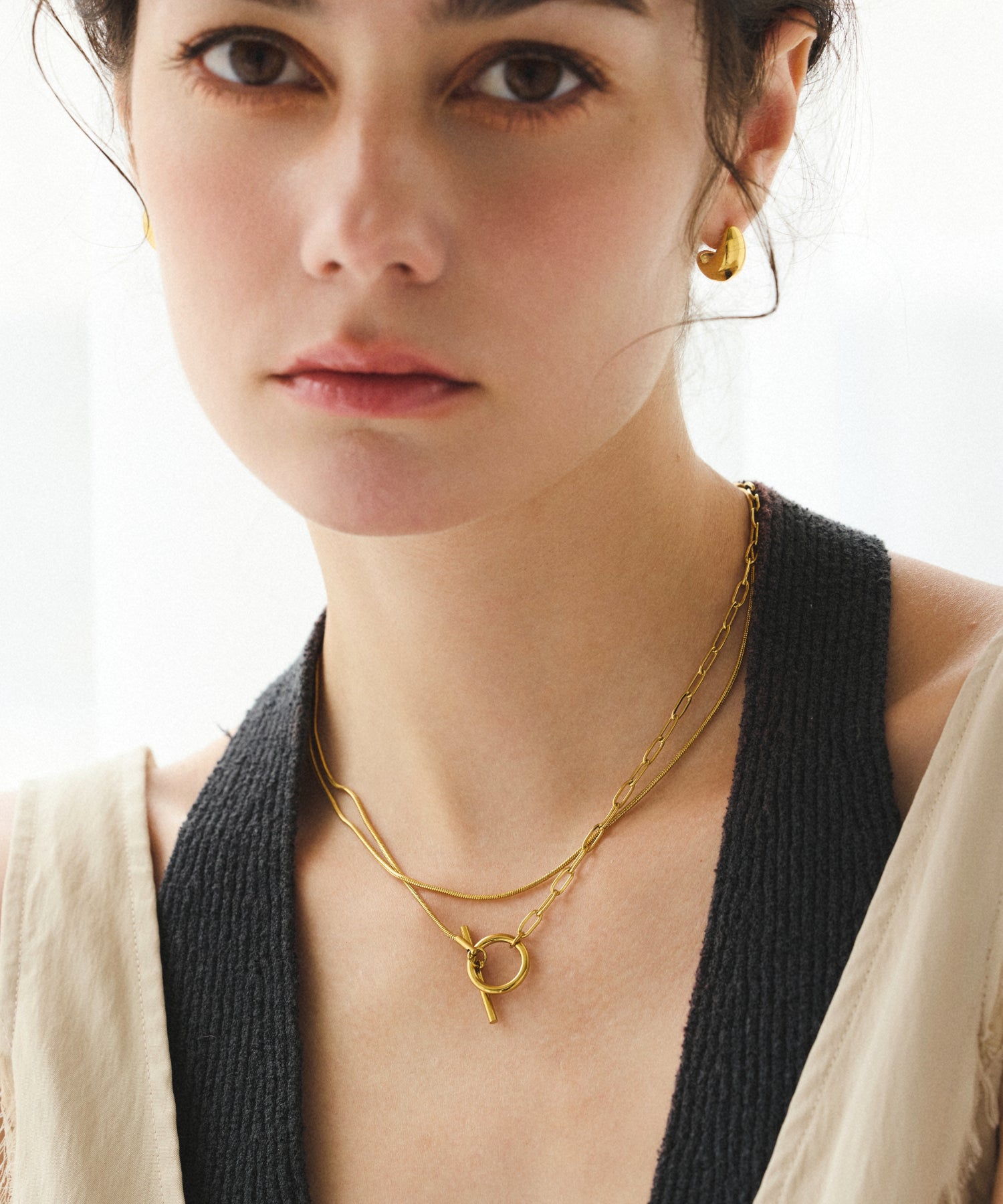 ゴールド]マルチWAYロングチェーンネックレス