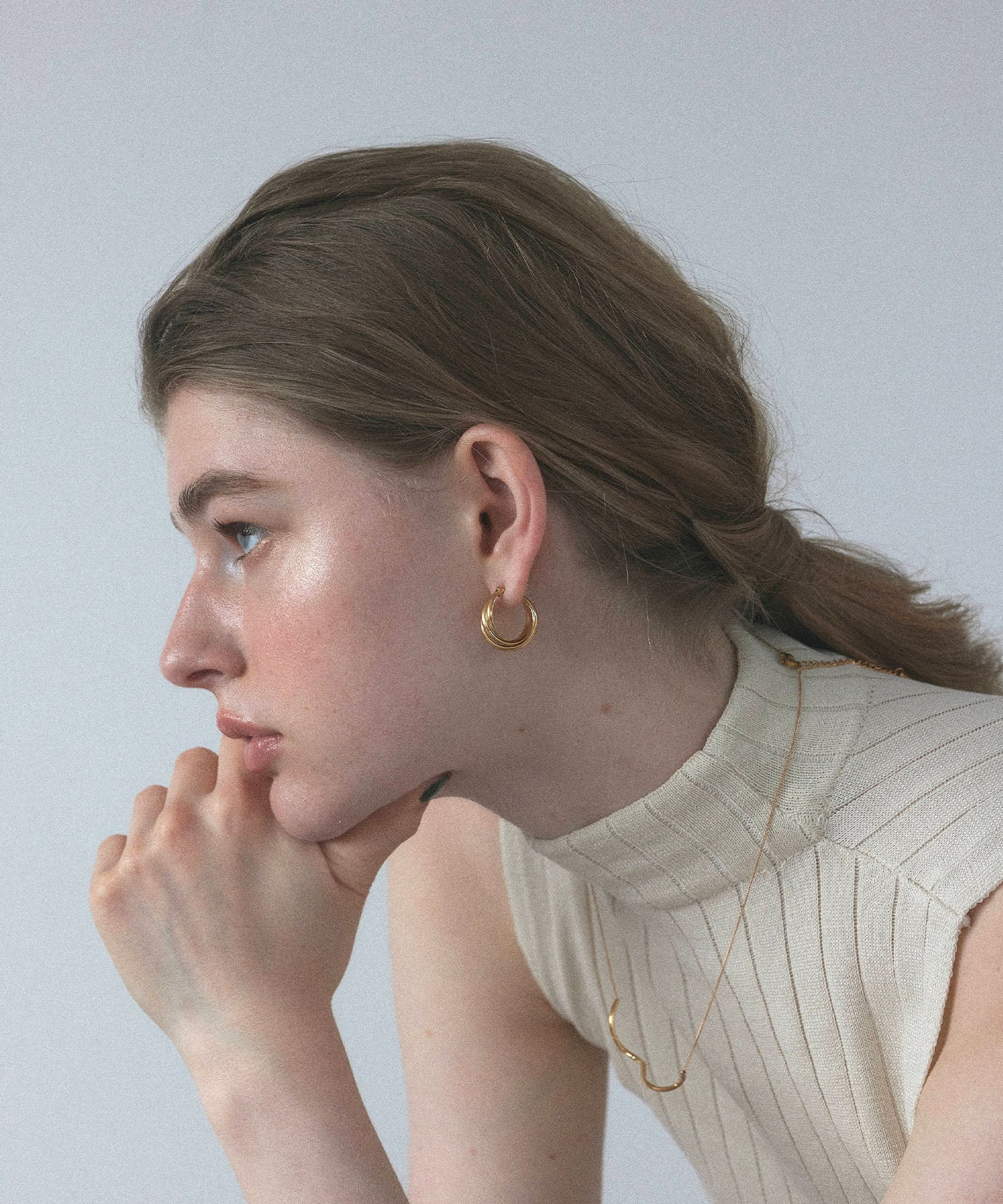 ゴールド]トリプルウェブフープピアス