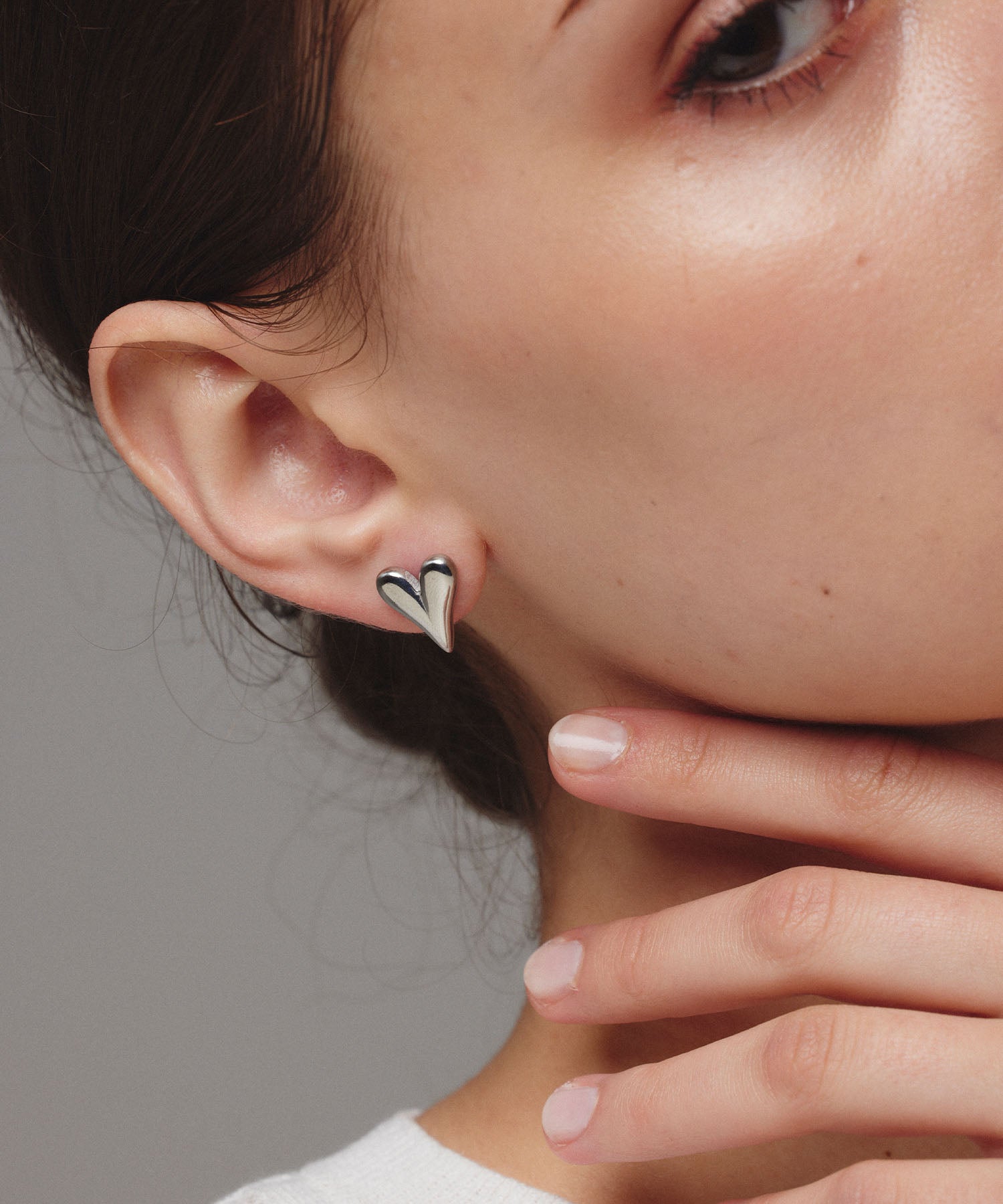 シルバー]シンプルハートピアス