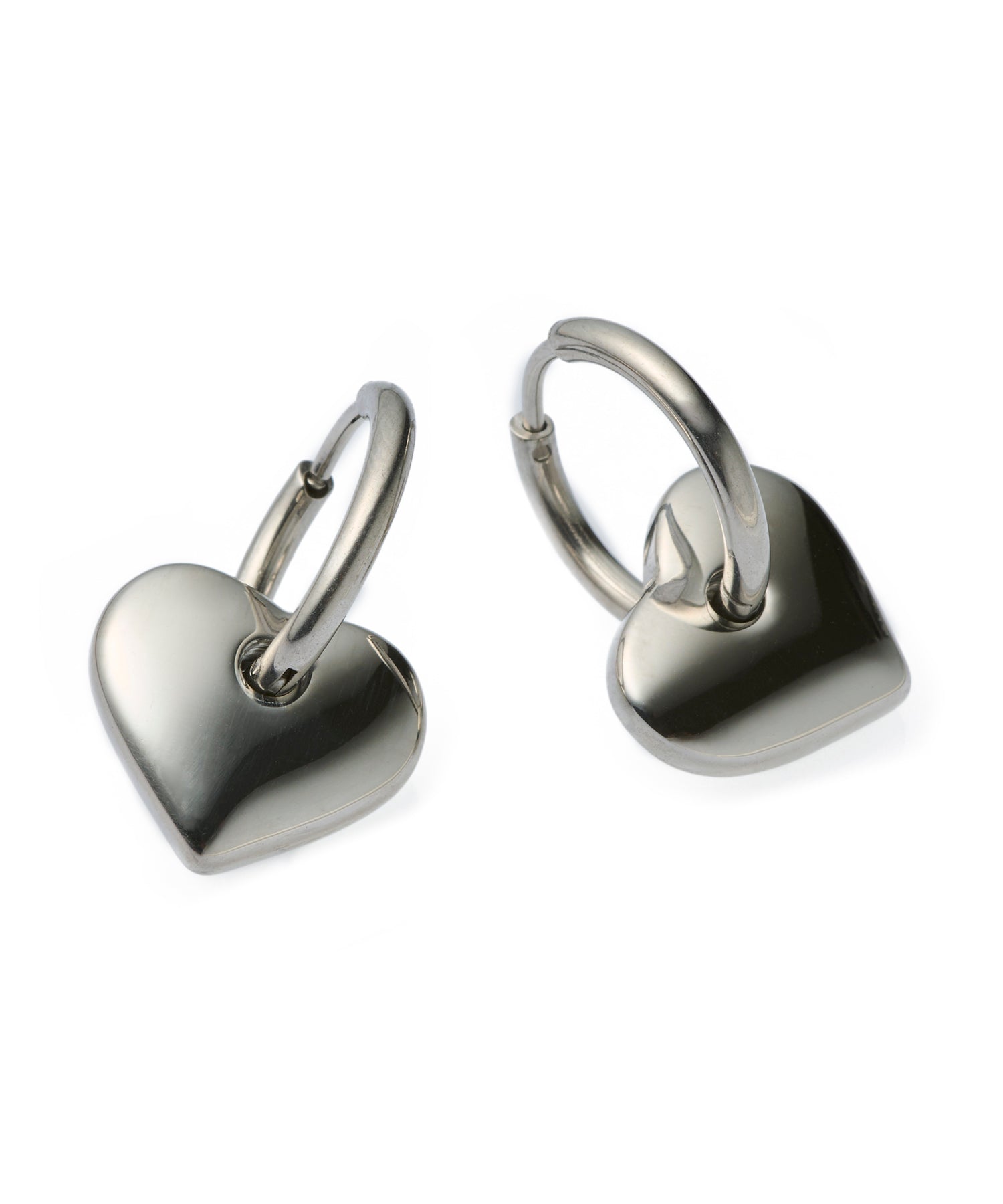 シルバー]ハートフープピアス