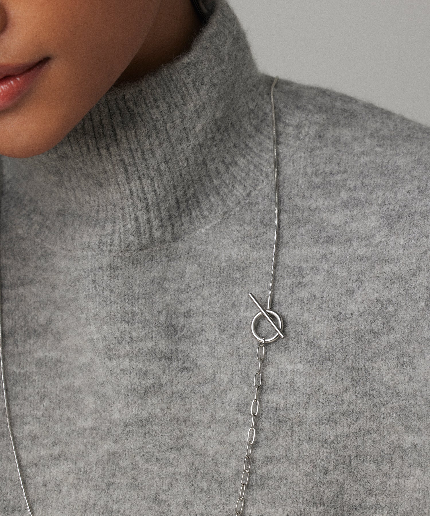 シルバー]マルチWAYロングチェーンネックレス