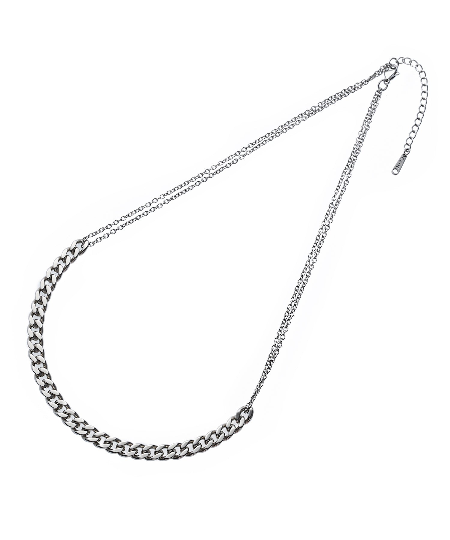 シルバー]ダブルチェーンネックレス