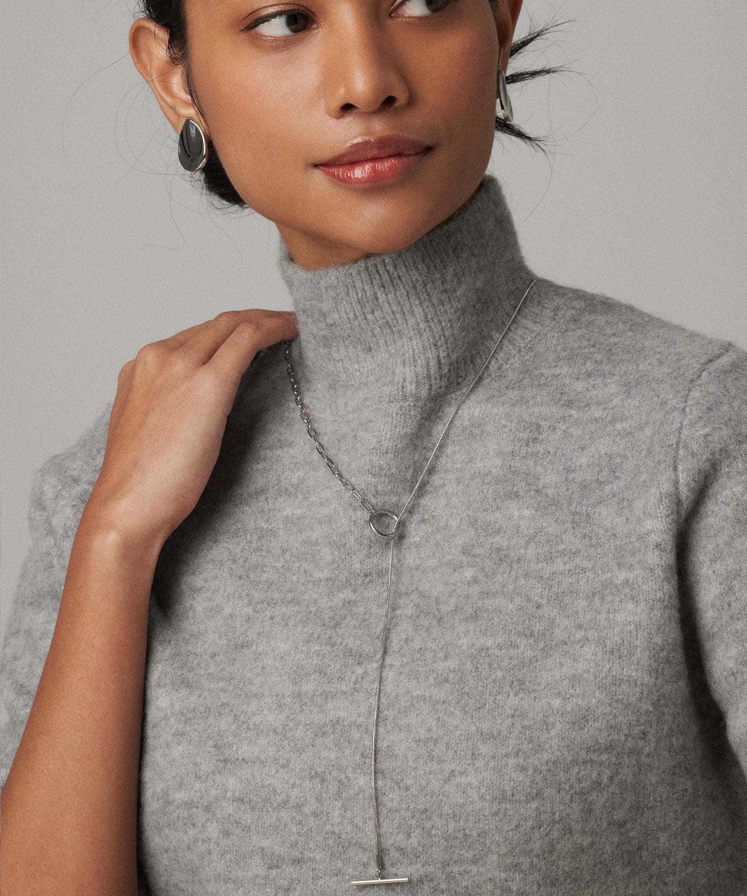 シルバー]マルチWAYロングチェーンネックレス