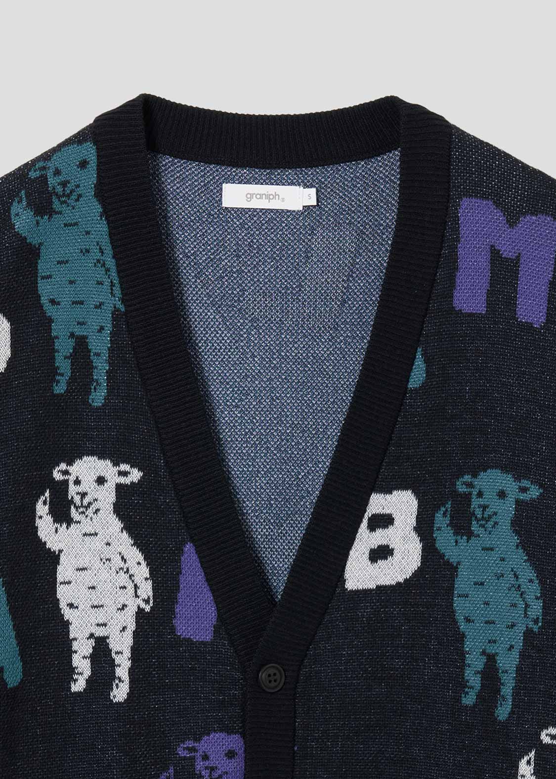 ラムチョップペインティング｜ウォッシャブルジャカードカーディガン